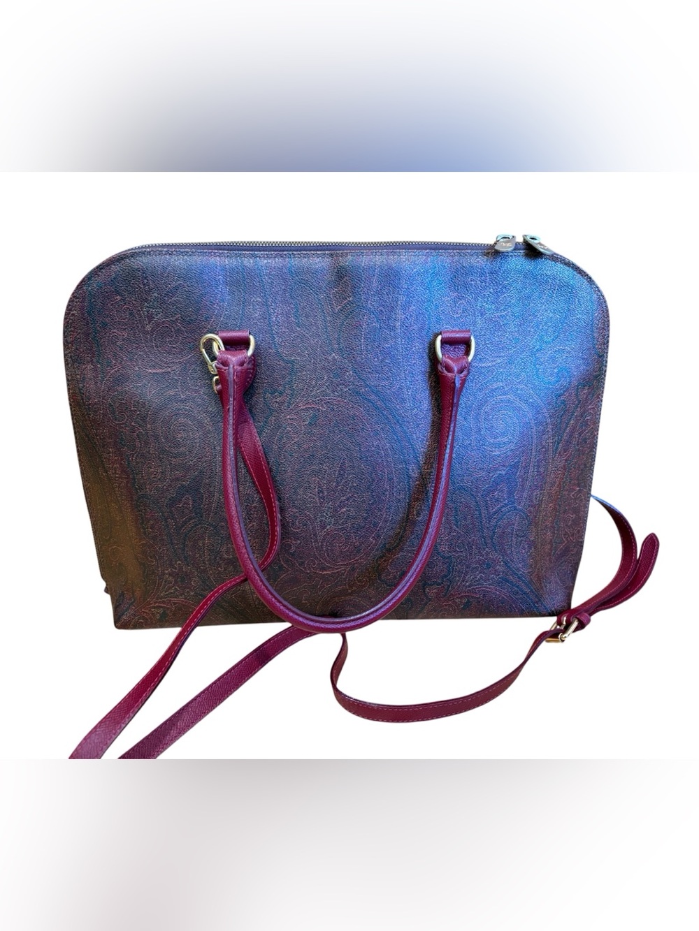 Etro Milano Paisley-Embossed Large Satchel Bag, Crossbody strap